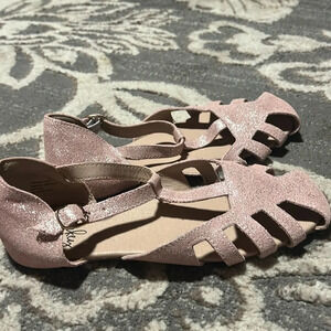 Monkey feet new pink sandals. Ankle strap. Flats. Silver shimmers.